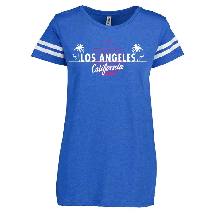 Los Angeles Retro Palm Trees Enza Ladies Jersey Football T-Shirt