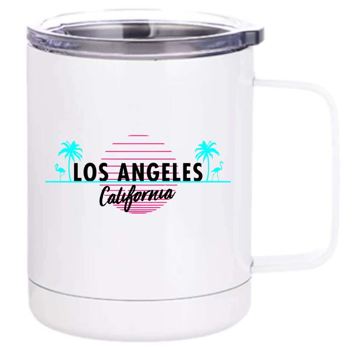 Los Angeles Retro Palm Trees Front & Back 12oz Stainless Steel Tumbler Cup