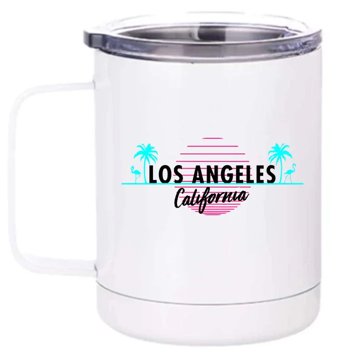 Los Angeles Retro Palm Trees Front & Back 12oz Stainless Steel Tumbler Cup