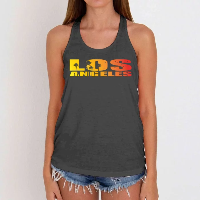 Los Angeles Retro Sunset Women's Knotted Racerback Tank