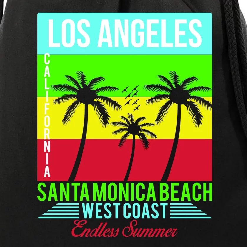 Los Angeles Santa Monica Beach Drawstring Bag