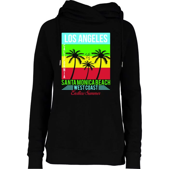 Los Angeles Santa Monica Beach Womens Funnel Neck Pullover Hood