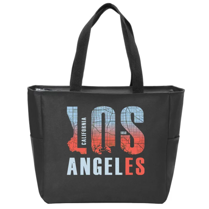 Los Angeles Vintage Emblem Zip Tote Bag