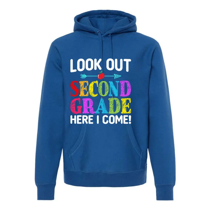 Look Out Second Grade Here I Come First Day Back To School Gift Premium Hoodie