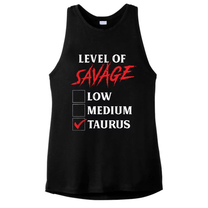 Level Of Savage Taurus Funny Zodiac Queen King Girl Ladies Tri-Blend Wicking Tank