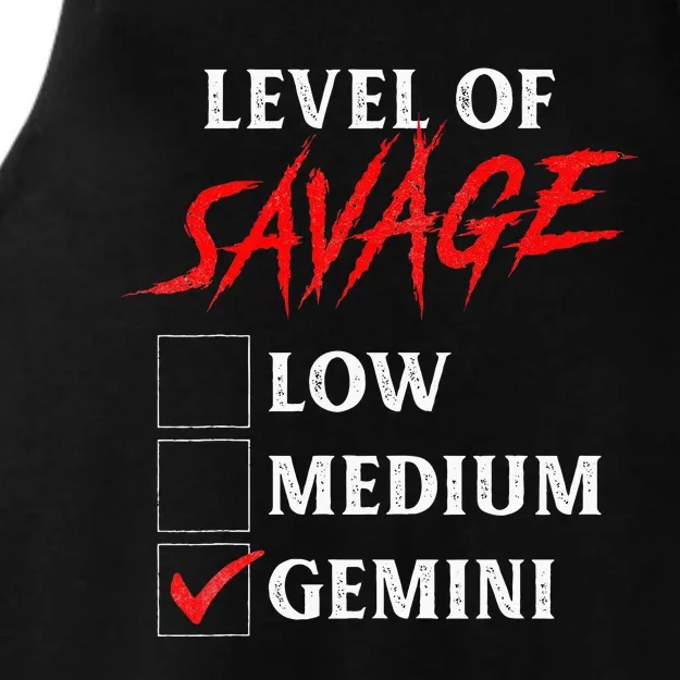 Level Of Savage Gemini Funny Zodiac Queen King Girl Ladies Tri-Blend Wicking Tank