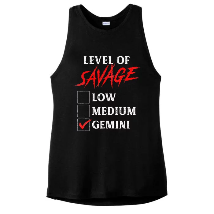 Level Of Savage Gemini Funny Zodiac Queen King Girl Ladies Tri-Blend Wicking Tank