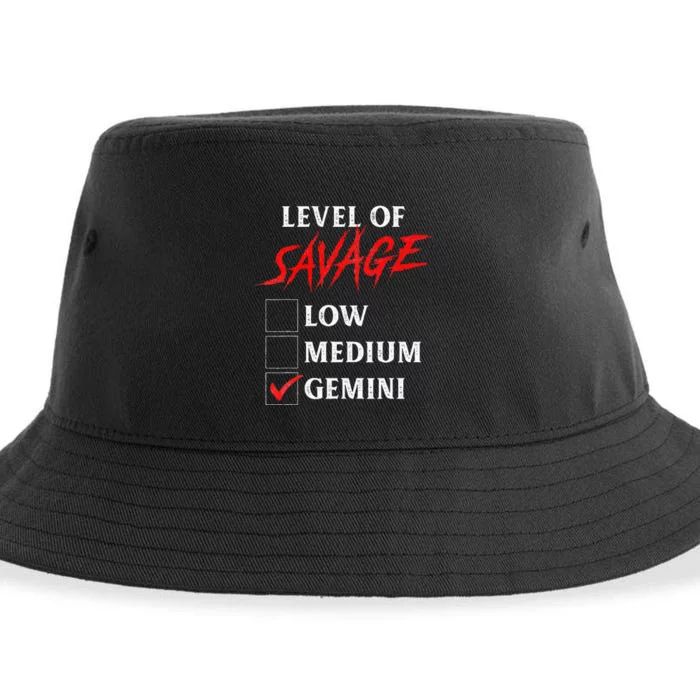 Level Of Savage Gemini Funny Zodiac Queen King Girl Sustainable Bucket Hat