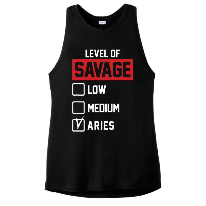 Level Of Savage Low Medium Aries Ladies Tri-Blend Wicking Tank