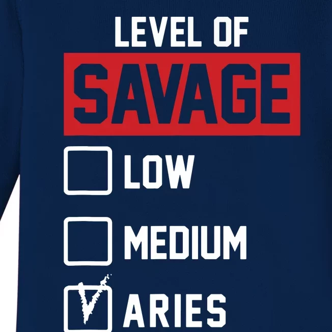 Level Of Savage Low Medium Aries Baby Long Sleeve Bodysuit