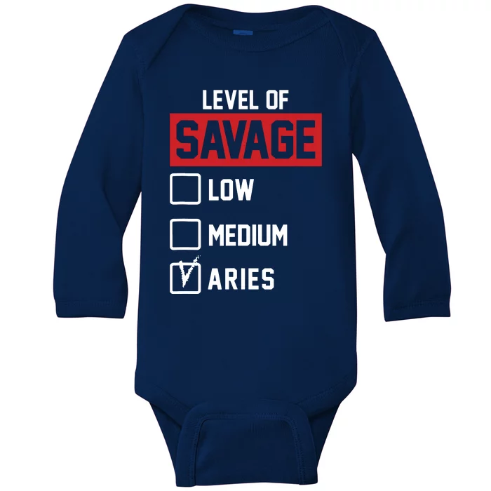 Level Of Savage Low Medium Aries Baby Long Sleeve Bodysuit