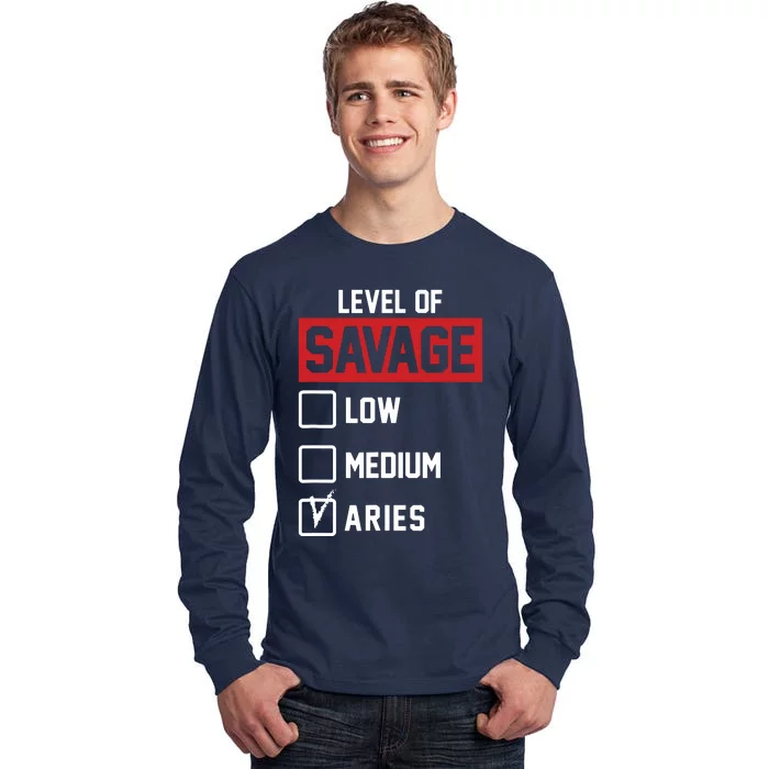 Level Of Savage Low Medium Aries Tall Long Sleeve T-Shirt