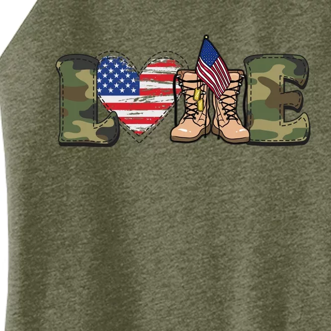 Love Our Soldiers, US Troops Women’s Perfect Tri Rocker Tank