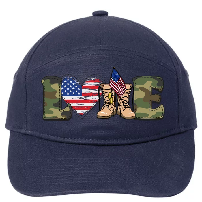 Love Our Soldiers, US Troops 7-Panel Snapback Hat