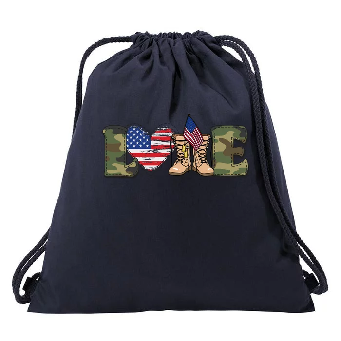 Love Our Soldiers, US Troops Drawstring Bag