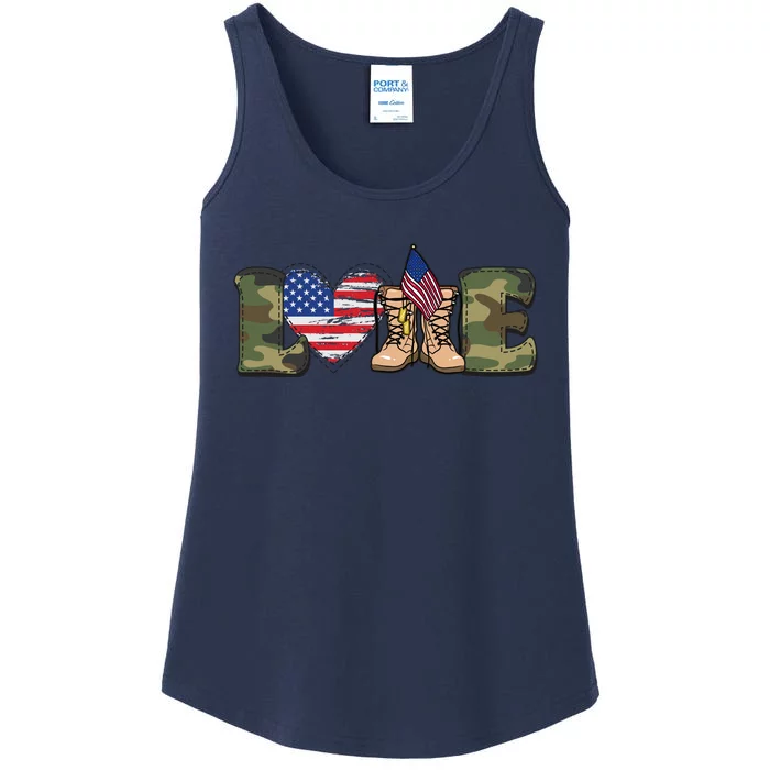 Love Our Soldiers, US Troops Ladies Essential Tank