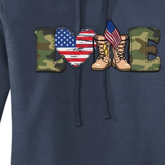 Love Our Soldiers, US Troops Women's Pullover Hoodie