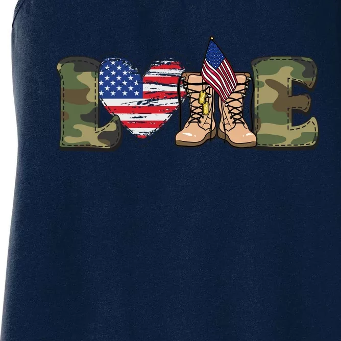 Love Our Soldiers, US Troops Women's Racerback Tank