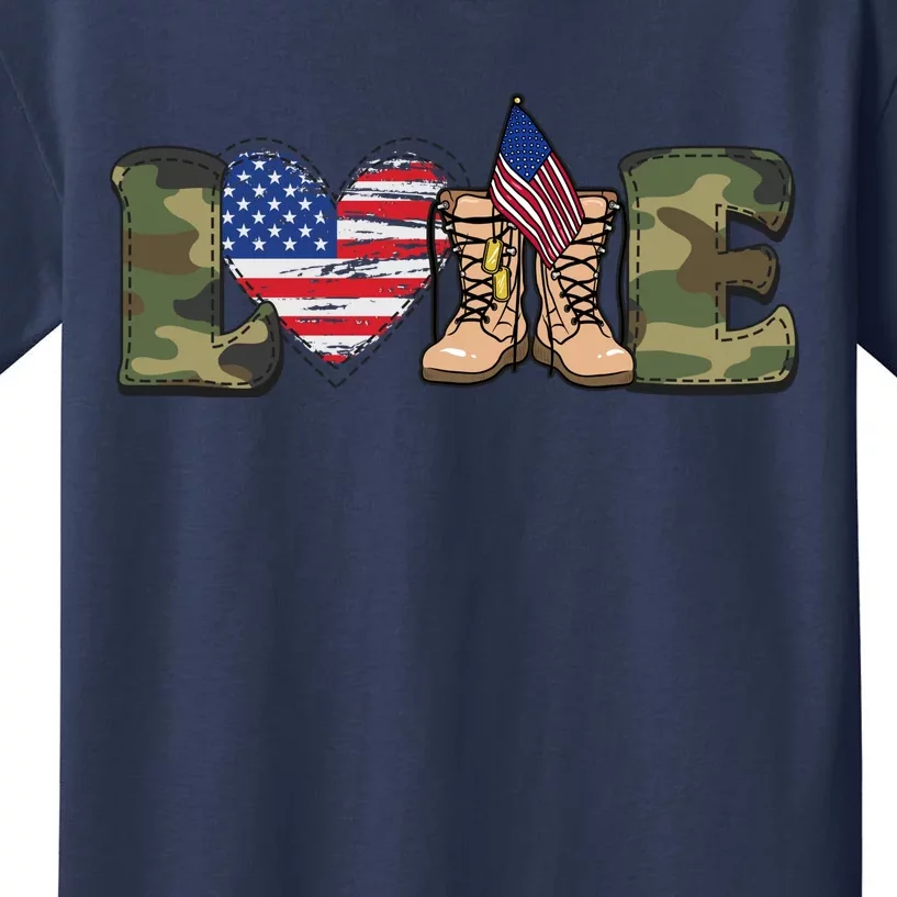 Love Our Soldiers, US Troops Kids T-Shirt