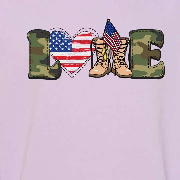 Love Our Soldiers, US Troops Garment-Dyed Sweatshirt