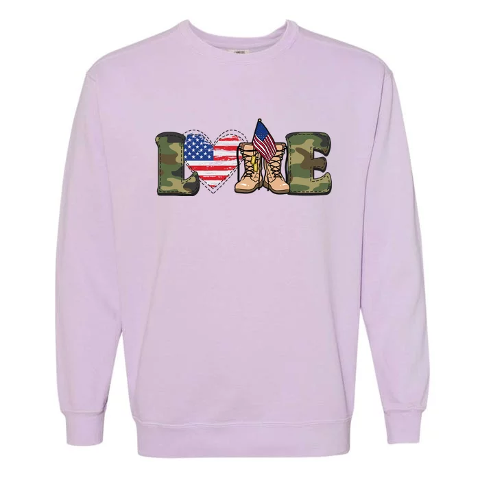 Love Our Soldiers, US Troops Garment-Dyed Sweatshirt