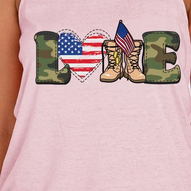 Love Our Soldiers, US Troops Women's Knotted Racerback Tank