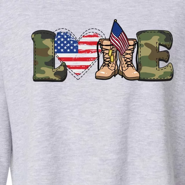 Love Our Soldiers, US Troops Cropped Pullover Crew