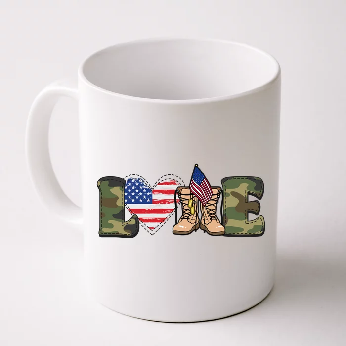 Love Our Soldiers, US Troops Front & Back Coffee Mug