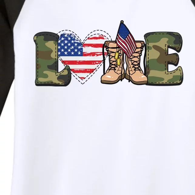 Love Our Soldiers, US Troops Women's Tri-Blend 3/4-Sleeve Raglan Shirt