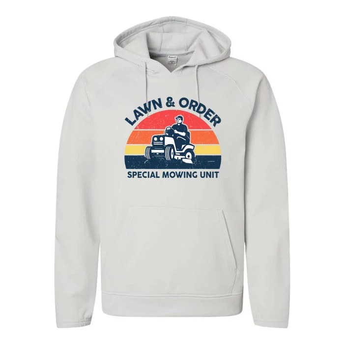 Lawn Order Special Mowing Unit Gardening Dad Father Day Gift Performance Fleece Hoodie