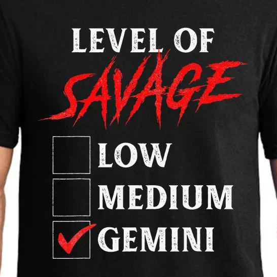 Level Of Savage Gemini Funny Zodiac Queen King Pajama Set