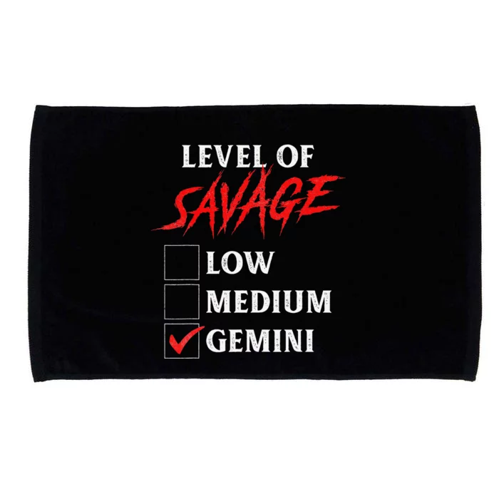 Level Of Savage Gemini Funny Zodiac Queen King Microfiber Hand Towel