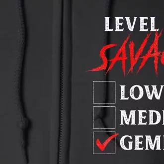 Level Of Savage Gemini Funny Zodiac Queen King Full Zip Hoodie