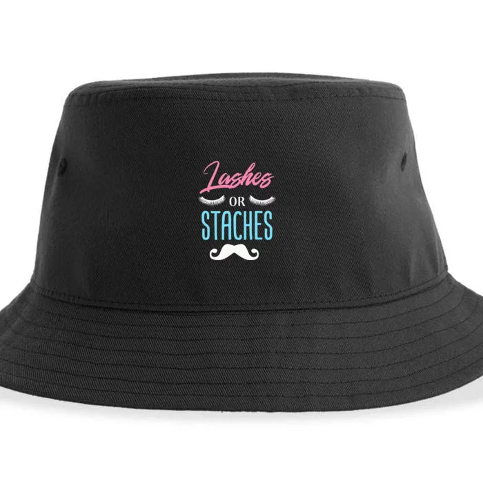 Lashes Or Staches Gender Reveal Party Supplies Sustainable Bucket Hat