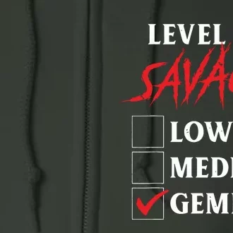 Level Of Savage Gemini Funny Zodiac Queen King Girl Full Zip Hoodie