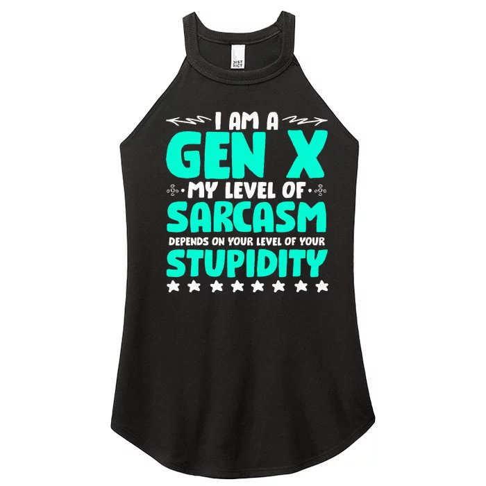 Level Of Sarcasm Humor Generation X Funny Gen X Women’s Perfect Tri Rocker Tank