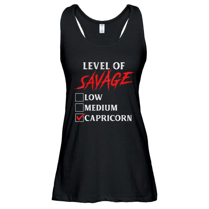 Level Of Savage Capricorn Funny Zodiac Queen King Man Ladies Essential Flowy Tank