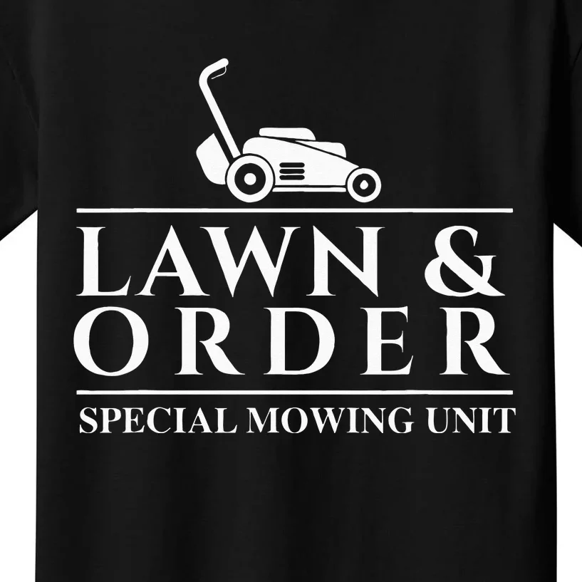 Lawn & Order Special Mowing Unit Gardening Lawn Mower Kids T-Shirt