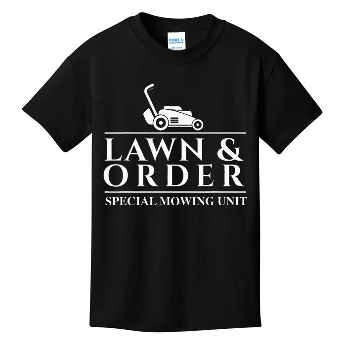 Lawn & Order Special Mowing Unit Gardening Lawn Mower Kids T-Shirt