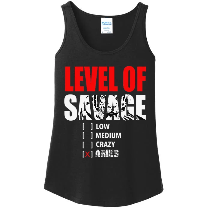 Level Of Savage Low Medium Aries Beast Animal Mode Ladies Essential Tank