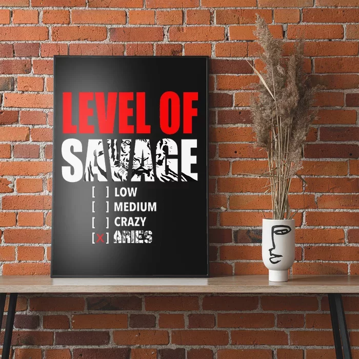 Level Of Savage Low Medium Aries Beast Animal Mode Poster