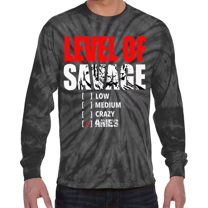 Level Of Savage Low Medium Aries Beast Animal Mode Tie-Dye Long Sleeve Shirt