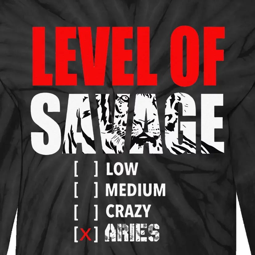 Level Of Savage Low Medium Aries Beast Animal Mode Tie-Dye Long Sleeve Shirt