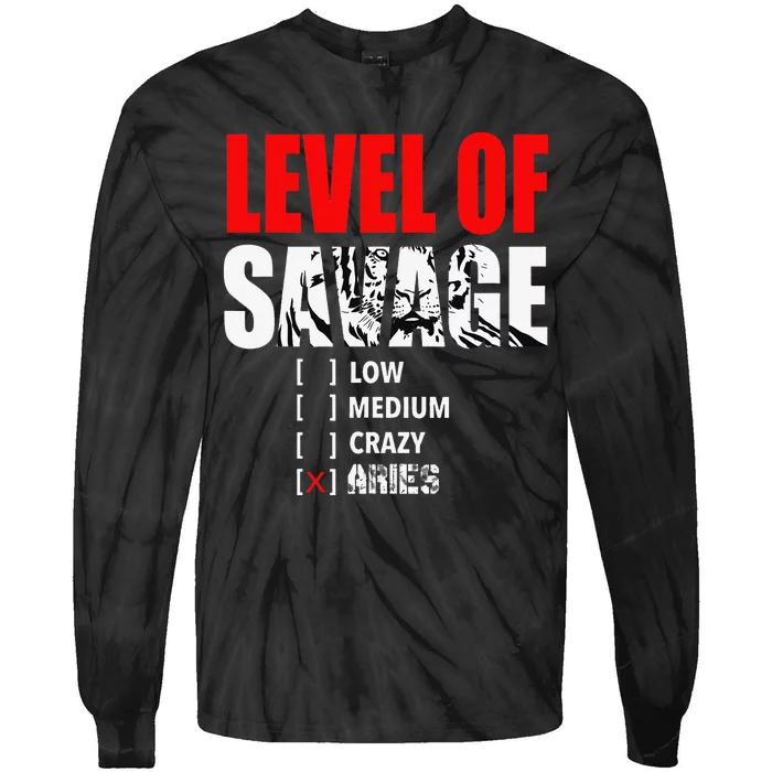 Level Of Savage Low Medium Aries Beast Animal Mode Tie-Dye Long Sleeve Shirt