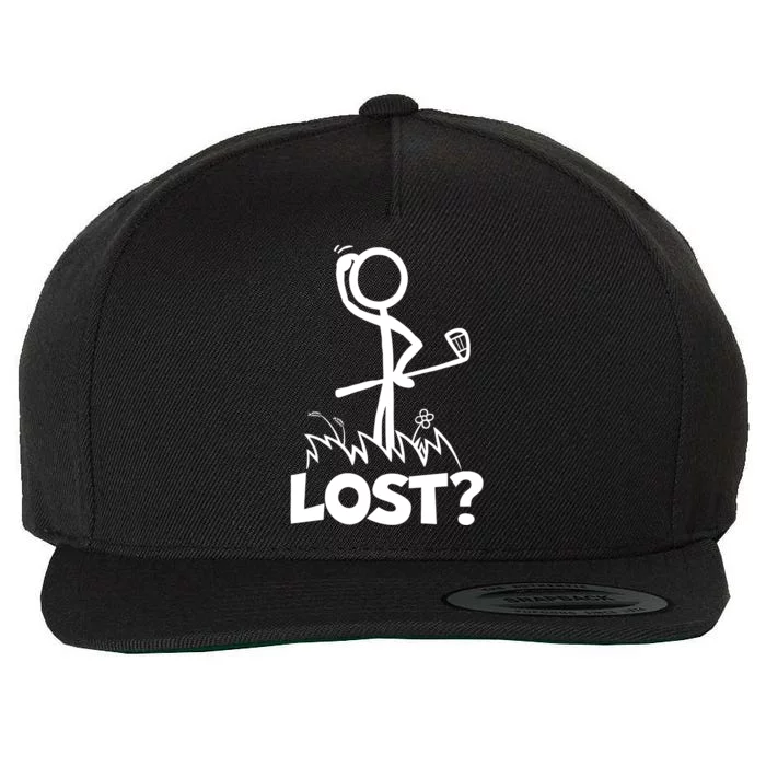 Lost Golf Ball Stickman Golfer Wool Snapback Cap