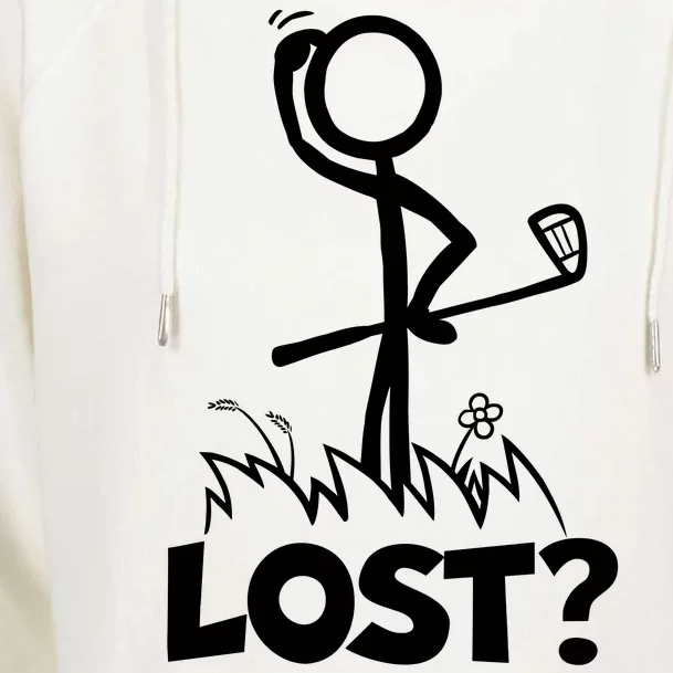 Lost Golf Ball Stickman Golfer Womens Funnel Neck Pullover Hood