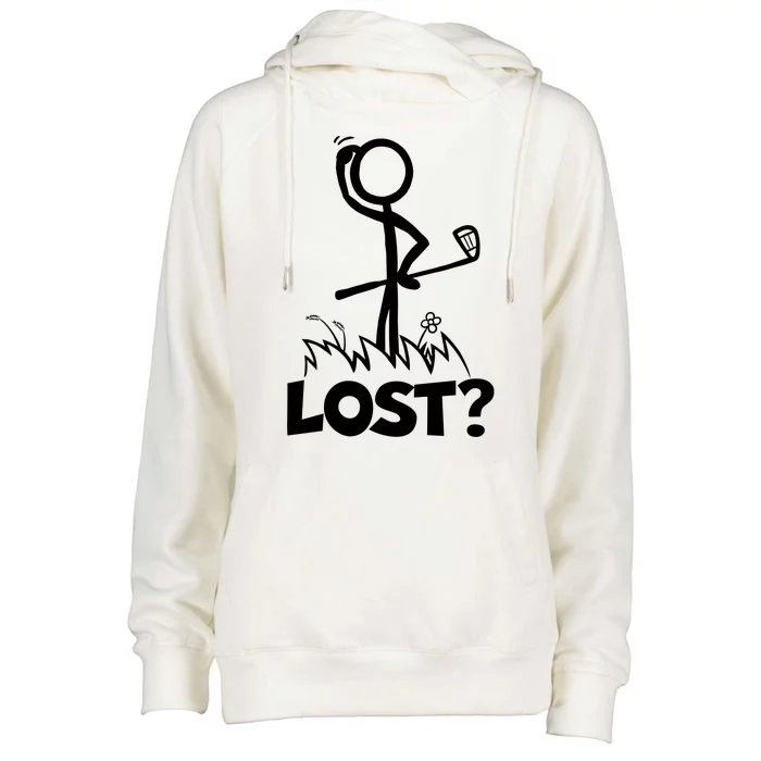 Lost Golf Ball Stickman Golfer Womens Funnel Neck Pullover Hood