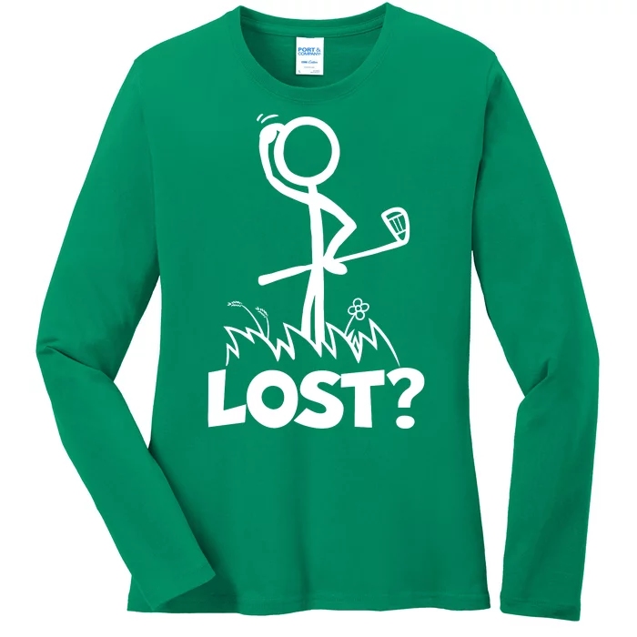 Lost Golf Ball Stickman Golfer Ladies Long Sleeve Shirt