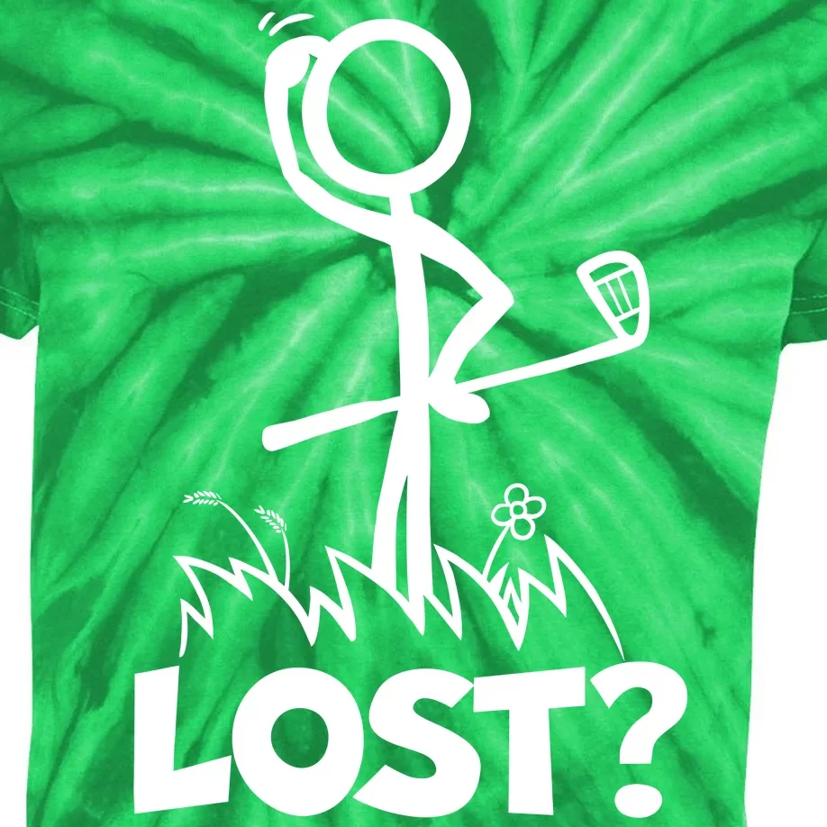 Lost Golf Ball Stickman Golfer Kids Tie-Dye T-Shirt