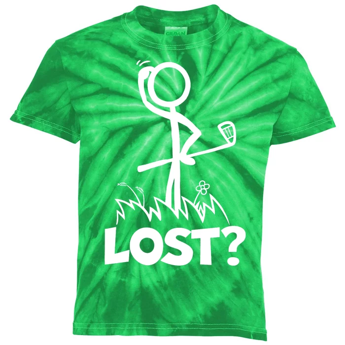 Lost Golf Ball Stickman Golfer Kids Tie-Dye T-Shirt